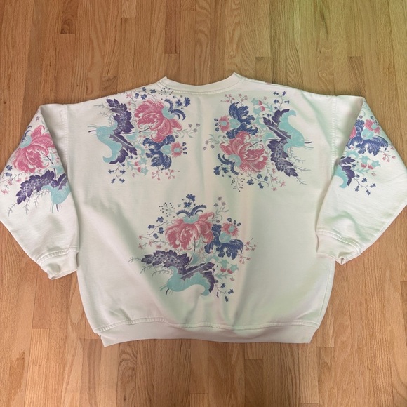 Vintage Lady Footlocker Floral Print Women's Crewneck Sweater Made in Canada - Picture 5 of 6